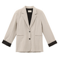 Stylish Folded Sleeve Linen Blazer