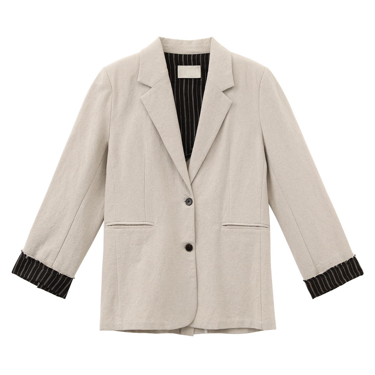 Stylish Folded Sleeve Linen Blazer