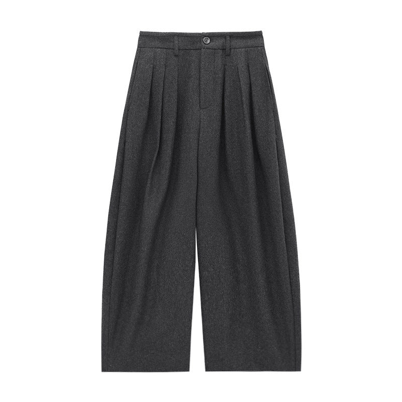 Wool Blend Tulle Drape Casual Pants
