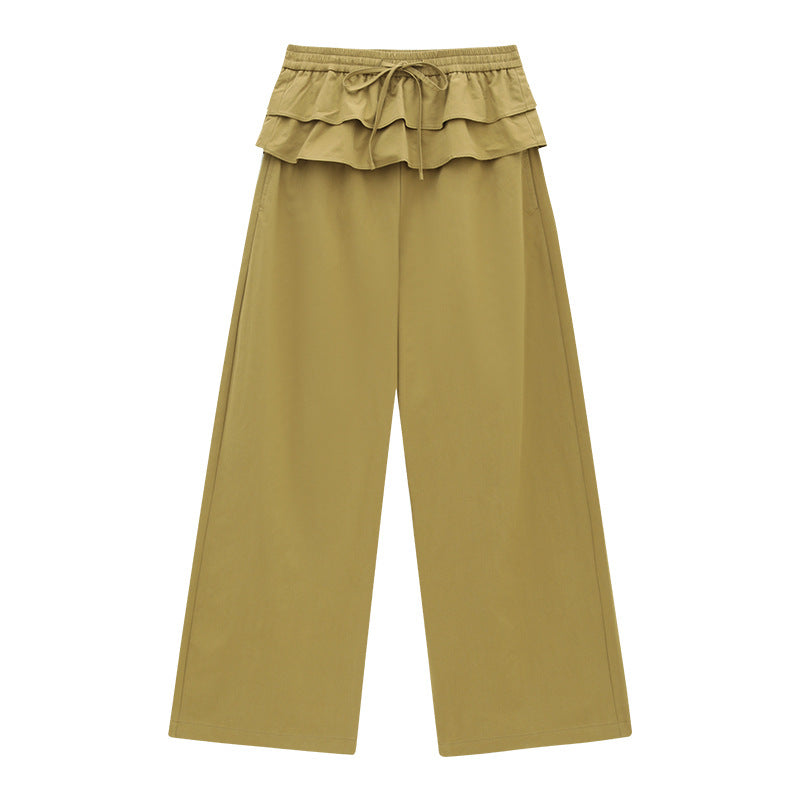 Ruffled-Layer Wide-Leg Trousers