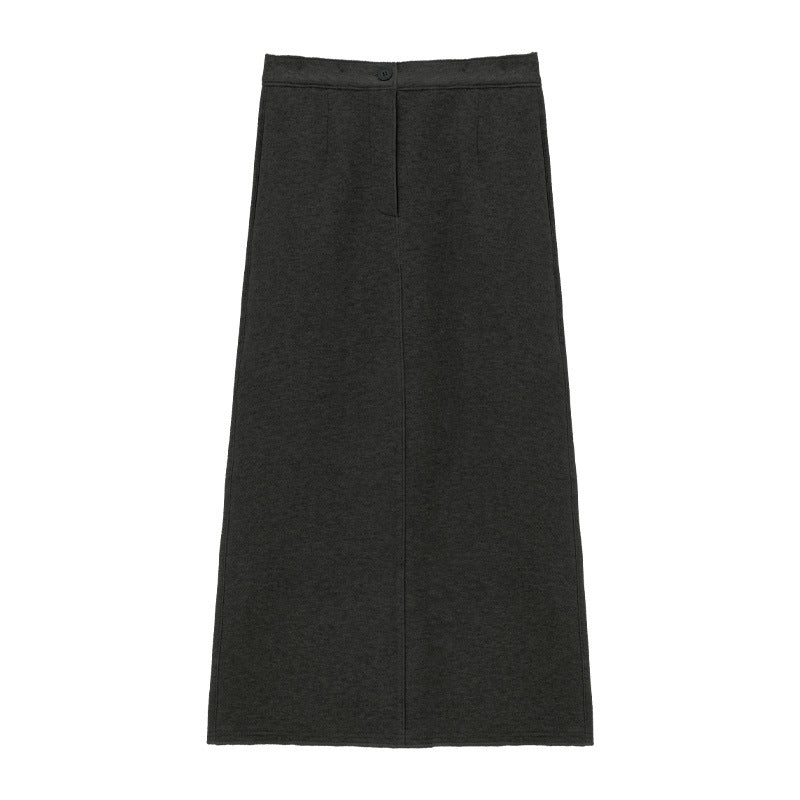 Back-Slit Smooth Maxi Skirt