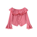 Off-Shoulder Gingham Ruffle Blouse