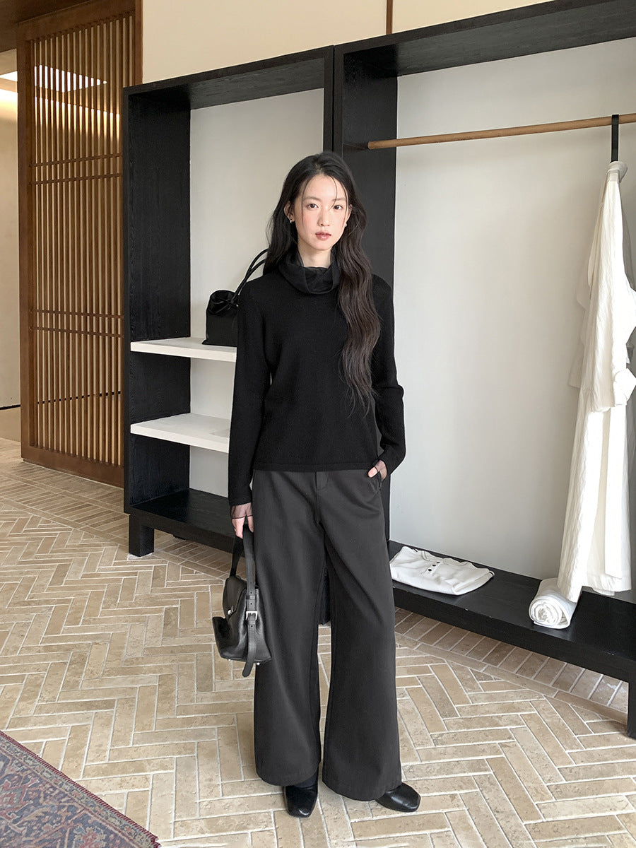 Minimalist Warm Straight-Leg Casual Pants