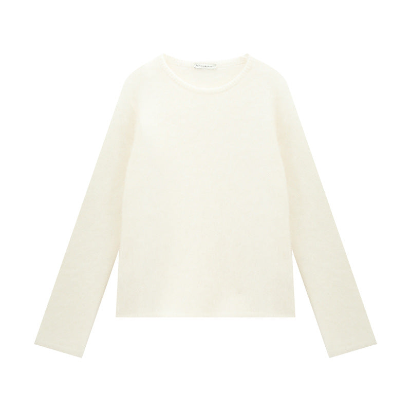 Fuzzy Long Sleeve Crewneck Pullover Sweater