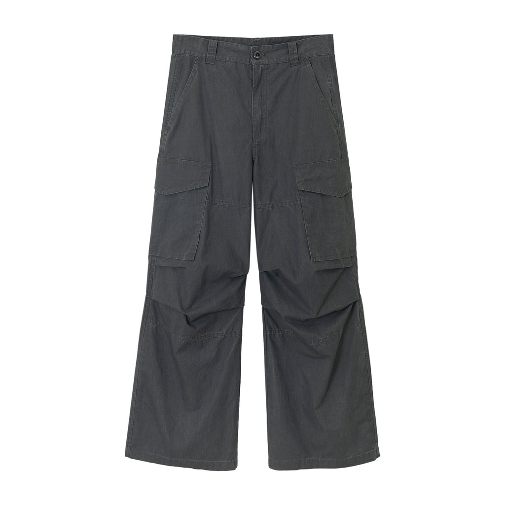 Distressed Matte Textured Wide Leg Cargo Pants