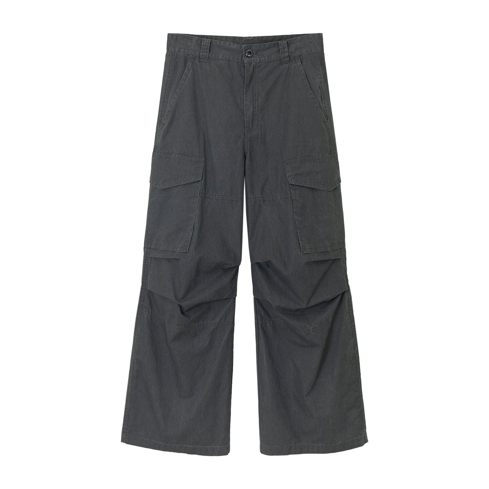 Distressed Matte Textured Wide Leg Cargo Pants