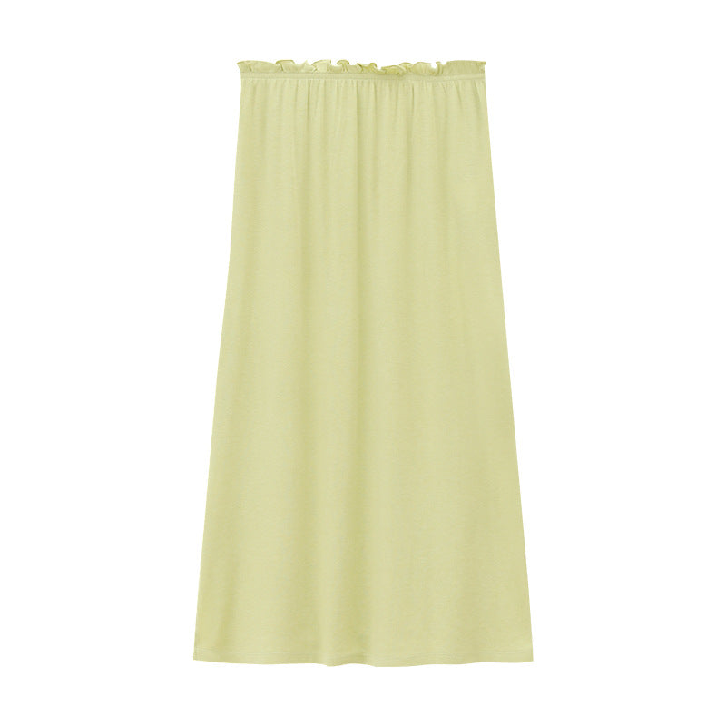 Soft Stretch Ruffled Elastic Waistband Midi Skirt
