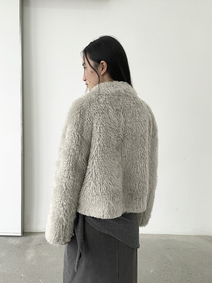 Cropped Faux Fur Fluffy Jacket