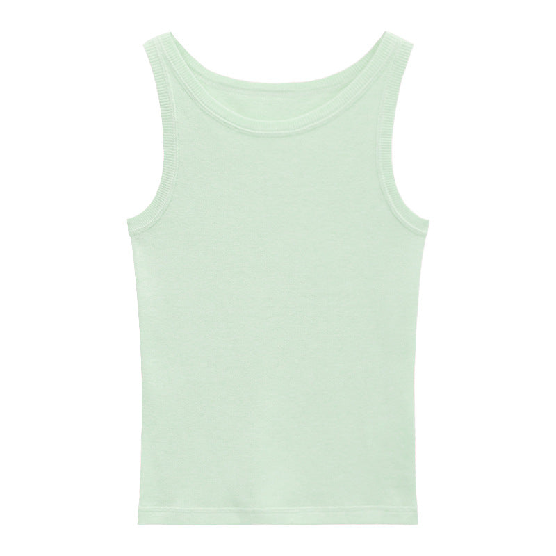 Round Neck Soft Textured Wool Tank Top