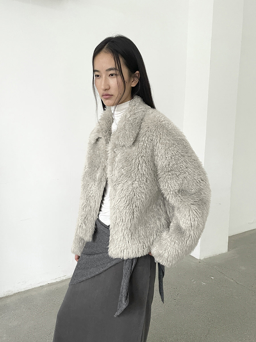 Cropped Faux Fur Fluffy Jacket