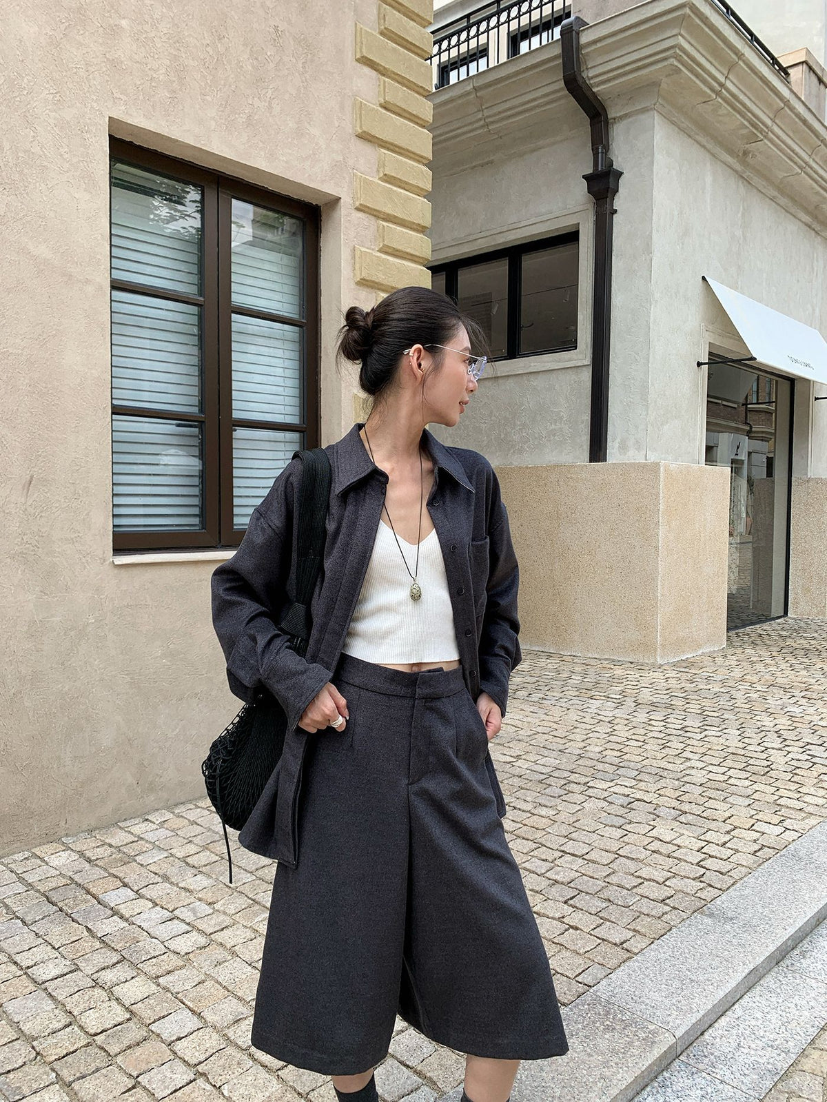Mid-length Solid Color Elegant Shirt