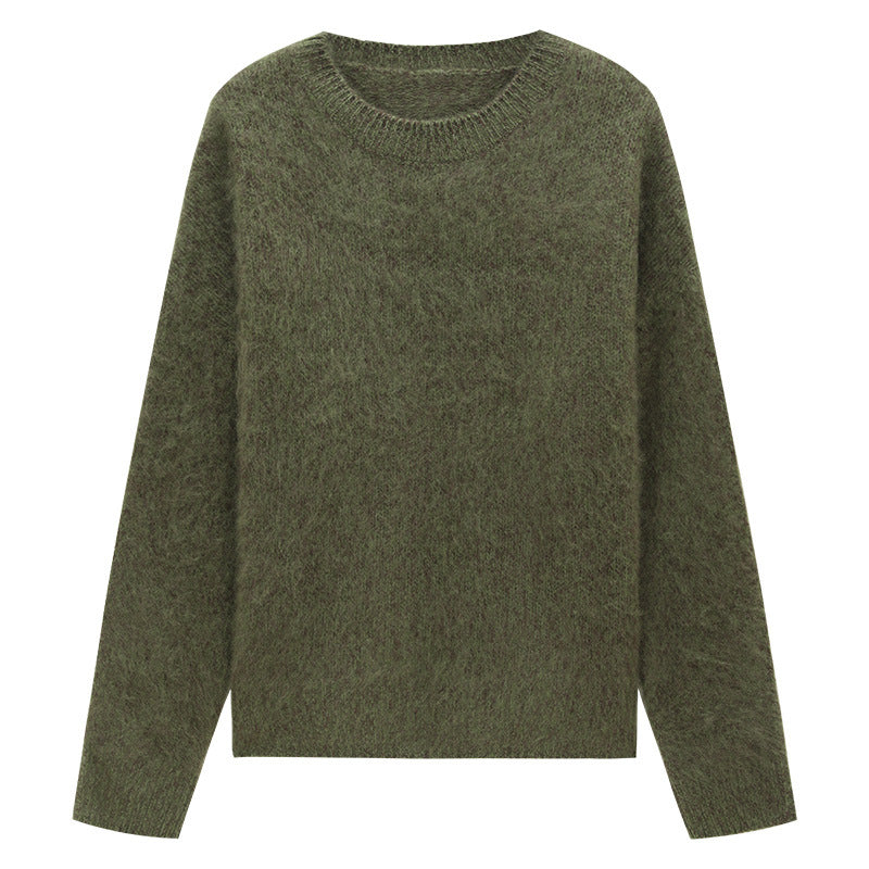 Soft-Fuzz Knit Long Sleeve Crewneck Sweater