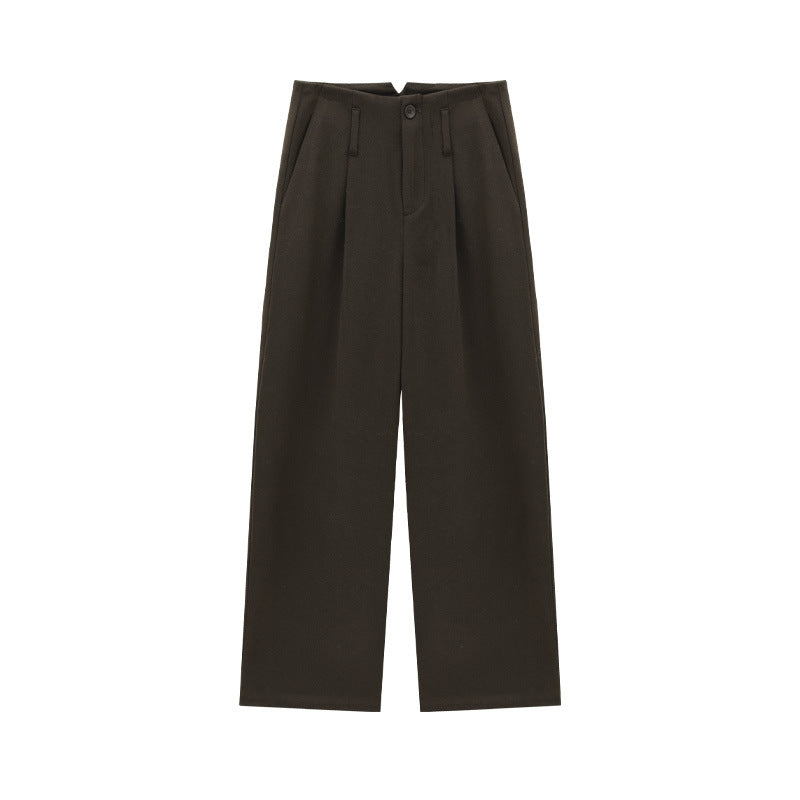 Soft Tailored Wide-Leg Pleated Trousers