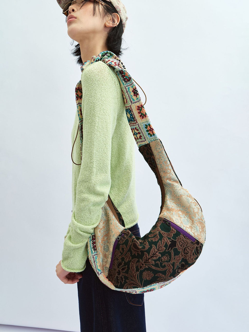 Multi-material Patchwork Wandering Crossbody Shoulder Bag