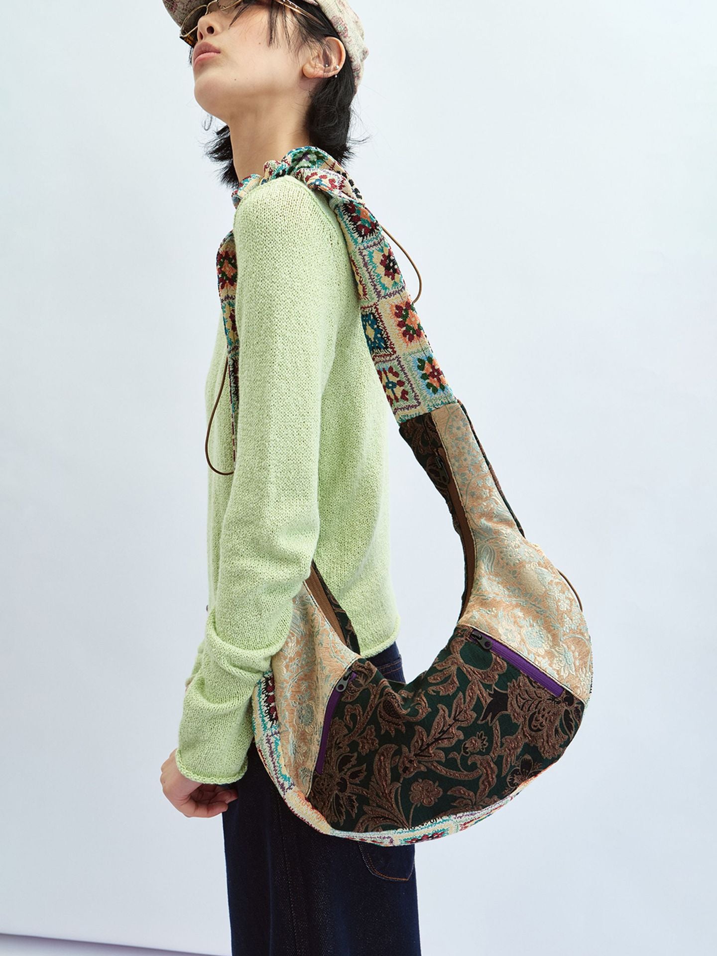 Multi-material Patchwork Wandering Crossbody Shoulder Bag