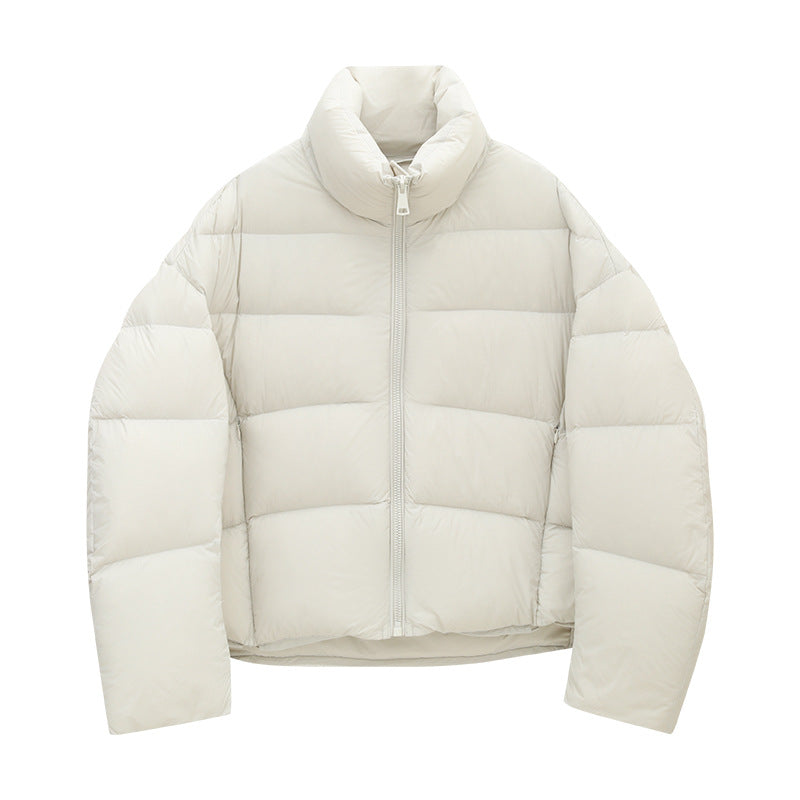 Duck Down Warm Stand Collar Lightweight Relaxed Puffer Jacket