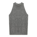 Fuzzy Knit High-Neck Sleeveless Sweater Top
