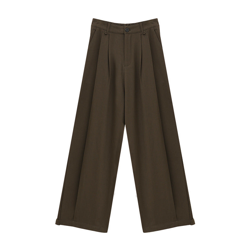 High Waist Pleated Straight Leg Trousers