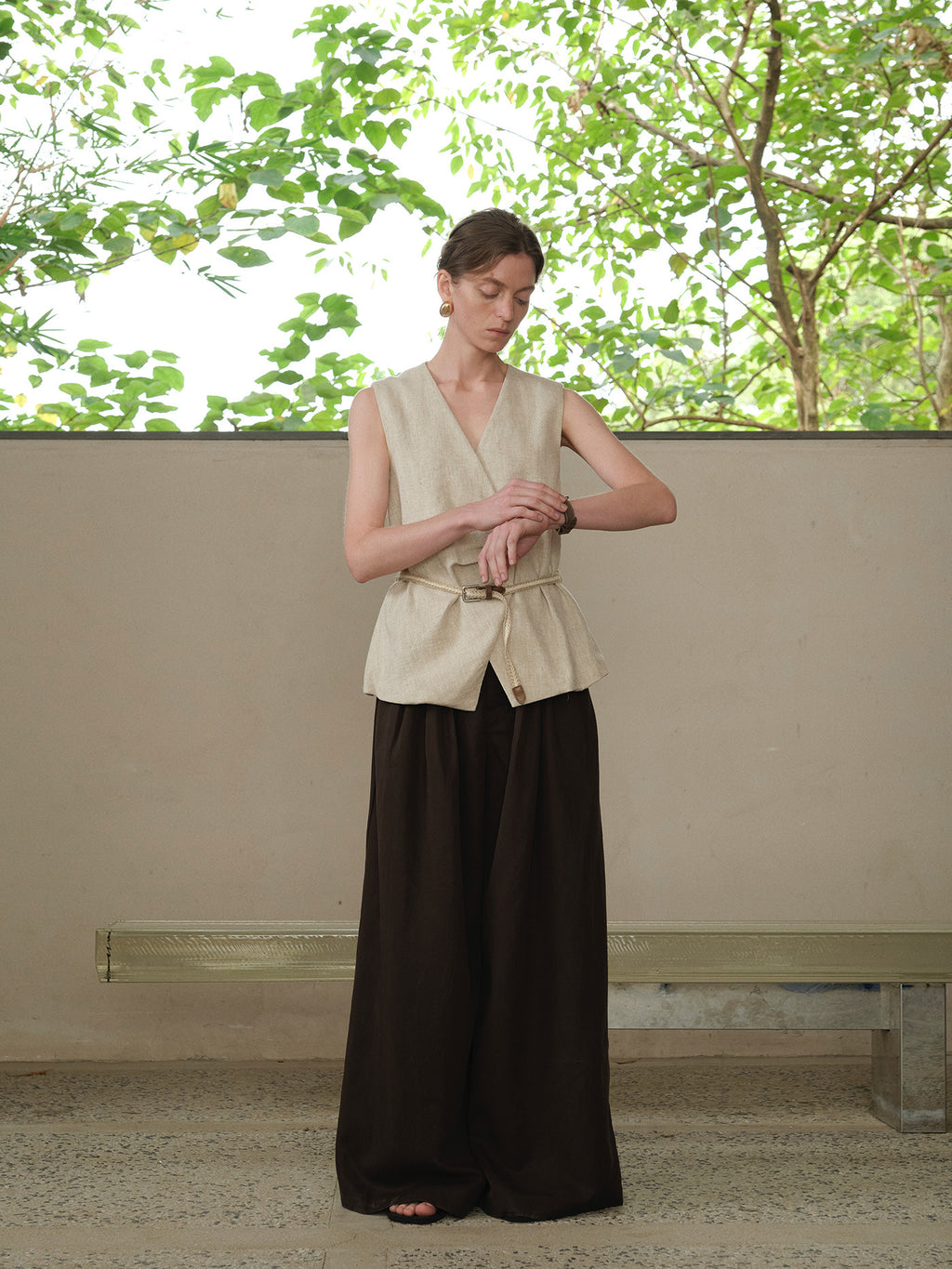 Wide-Leg Drape Pants