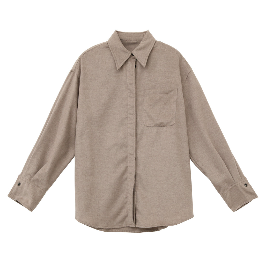 Mid-length Solid Color Elegant Shirt