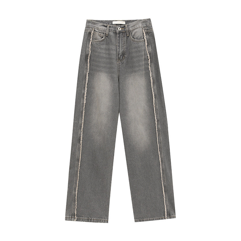 Distressed Colorful Sides Straight Leg Jeans