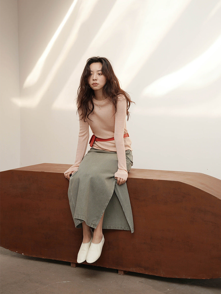 High Waist Utility Column Maxi Skirt