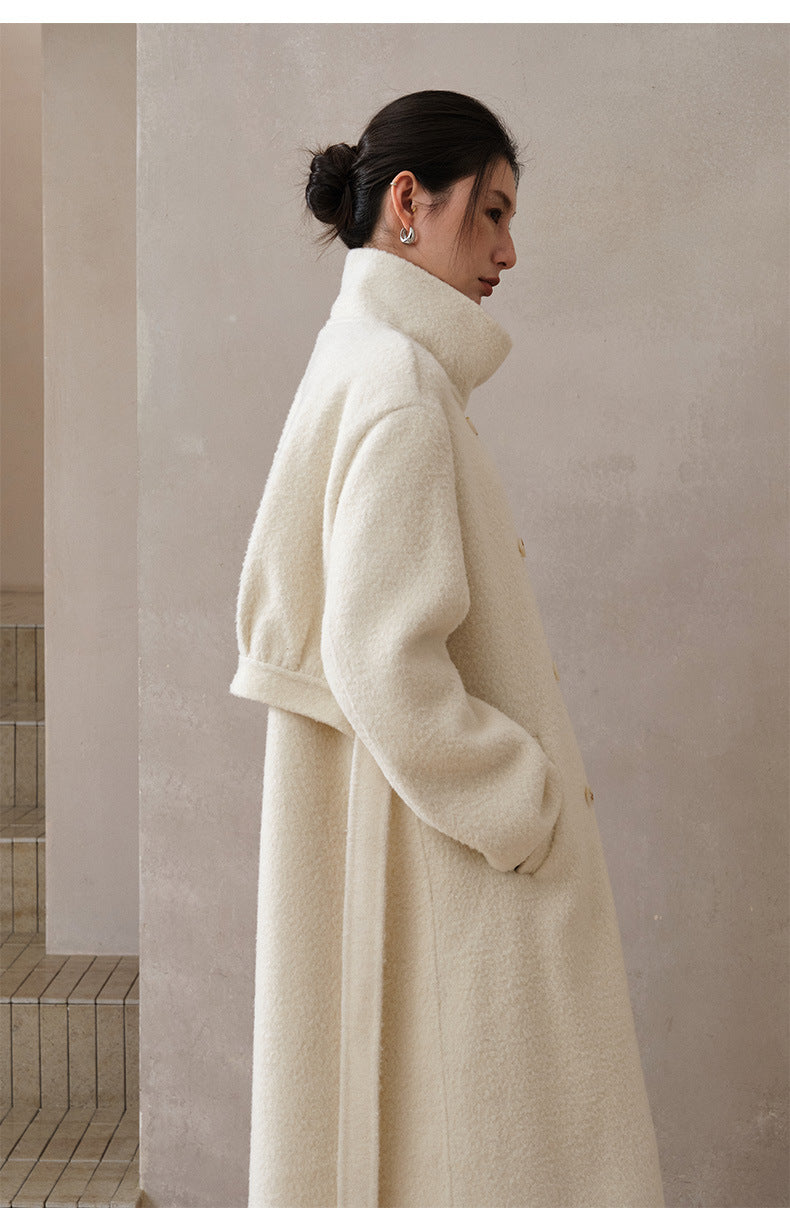 Double-Breasted Long Belt Double-Sided Alpaca Wool Cashmere Coat