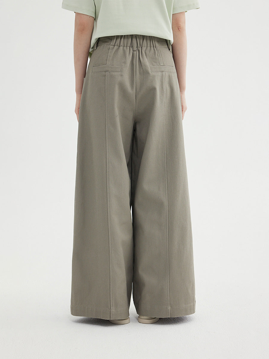 High-Rise Wide-Leg Smooth Cotton Trousers