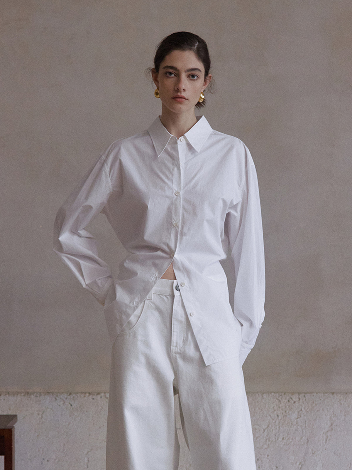 Oversized Cotton Button-Up Shirt