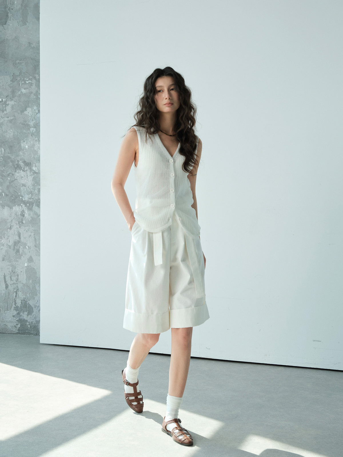 Silk Mesh Knit Wool Vest