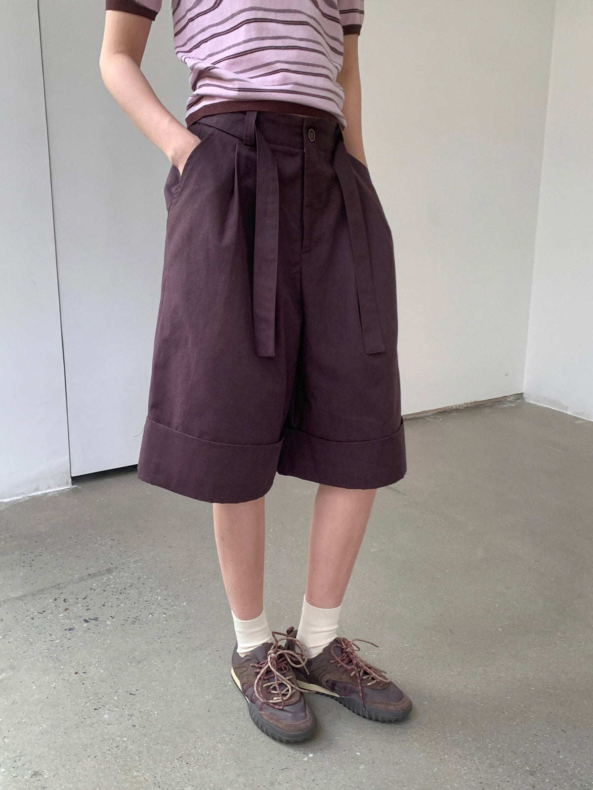 A-Line Pleated Baggy Casual Shorts