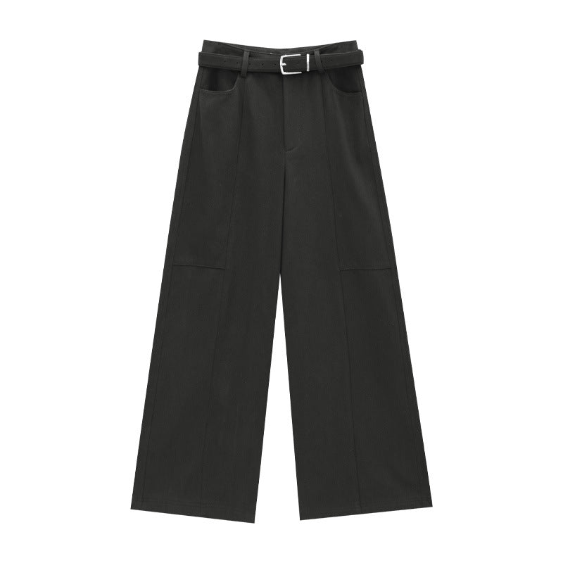 High Waist Wide Leg Lined Pants with Belt