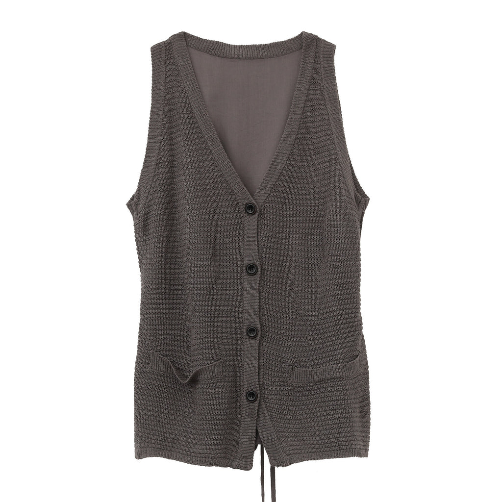 Knitted Patchwork Cardigan Vest