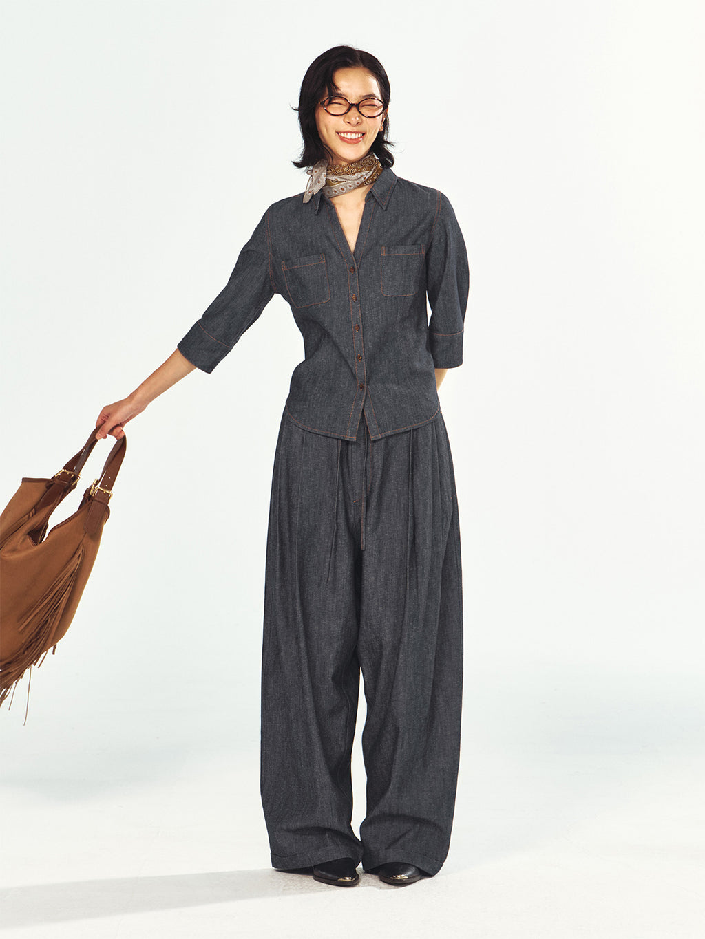 Linen-Cotton Casual Denim Pants