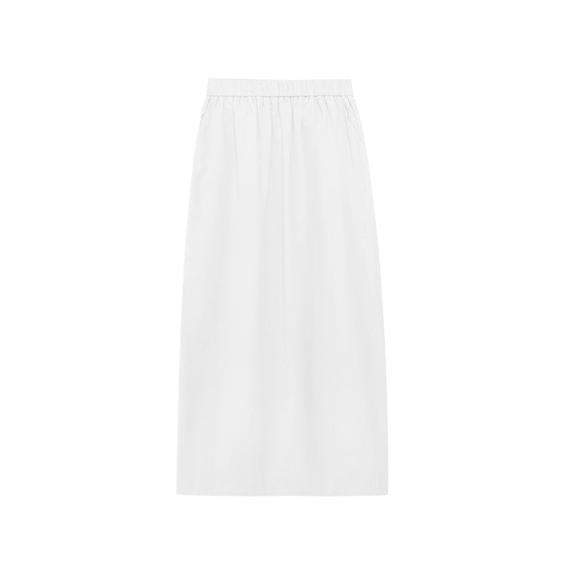 Elastic Waist Bubble Hem Midi Skirt