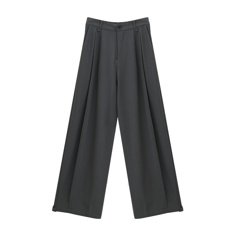 High Waist Pleated Straight Leg Trousers