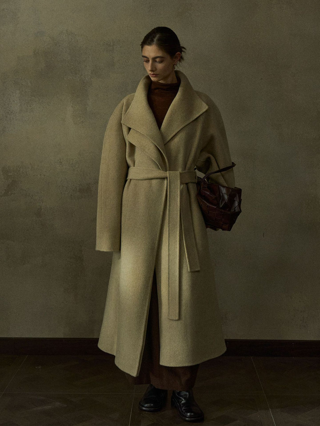 Double-collar Textured Wool Coat
