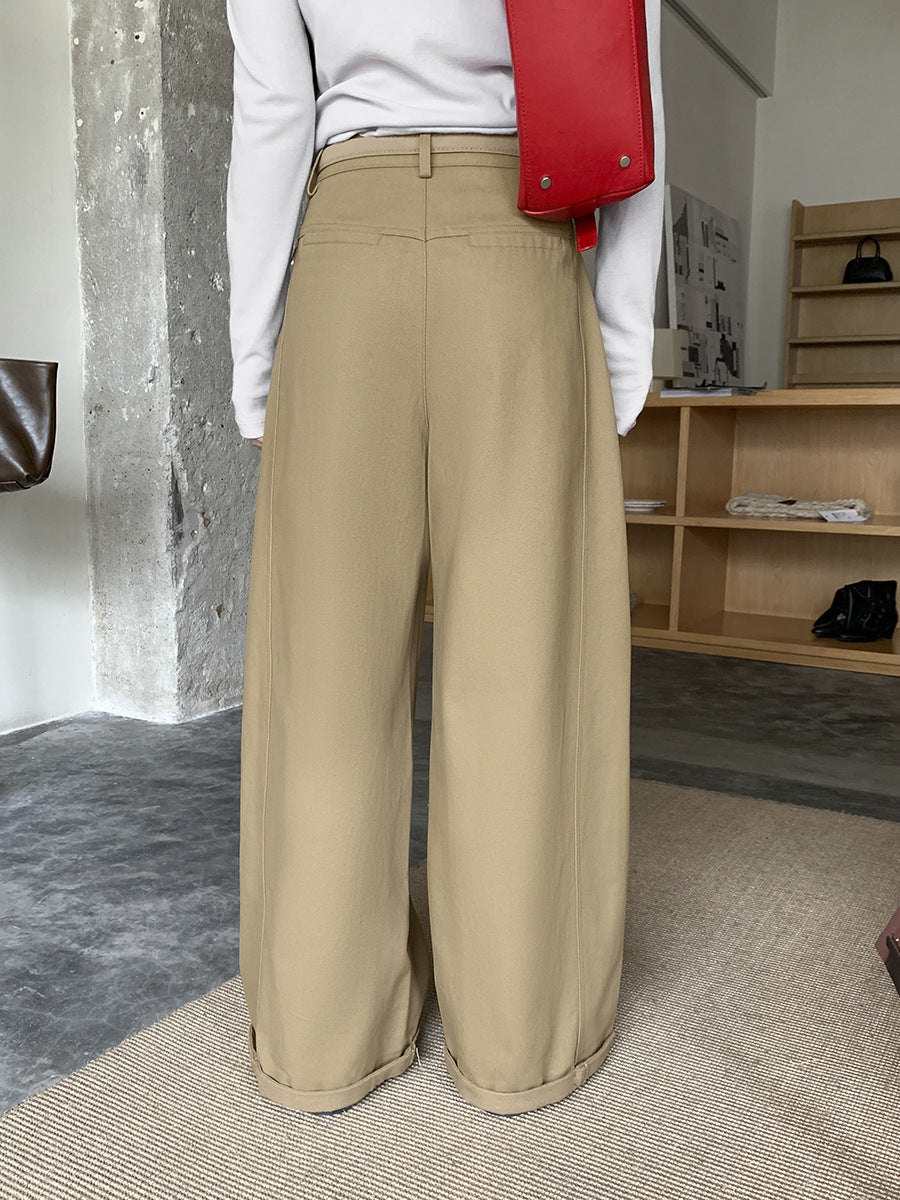 Elegant Combed Cotton Versatile Straight-Leg Pants