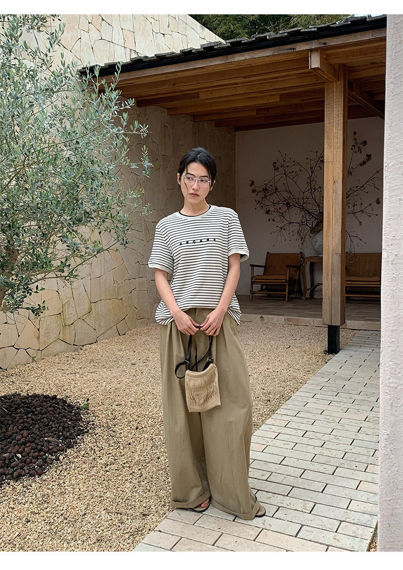 Pleated Casual Wide-leg Pants