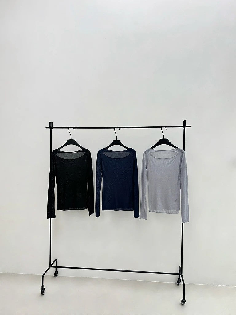 Open Front Cut Long-Sleeve Knit Top