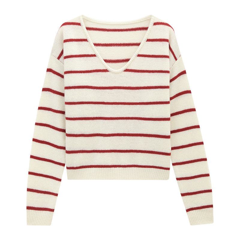 Striped Minimalist Wool Pullover Sweater