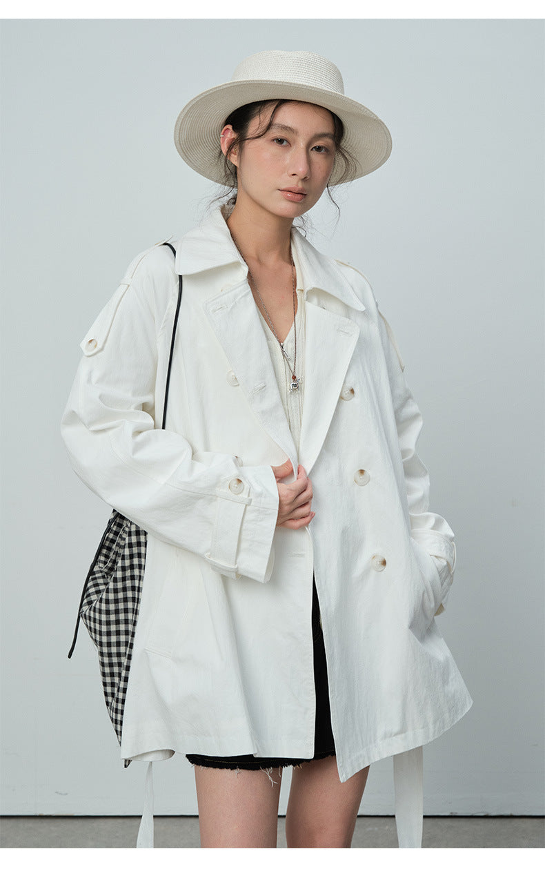 Double-Breasted Lapel Mid-Length Trench Coat