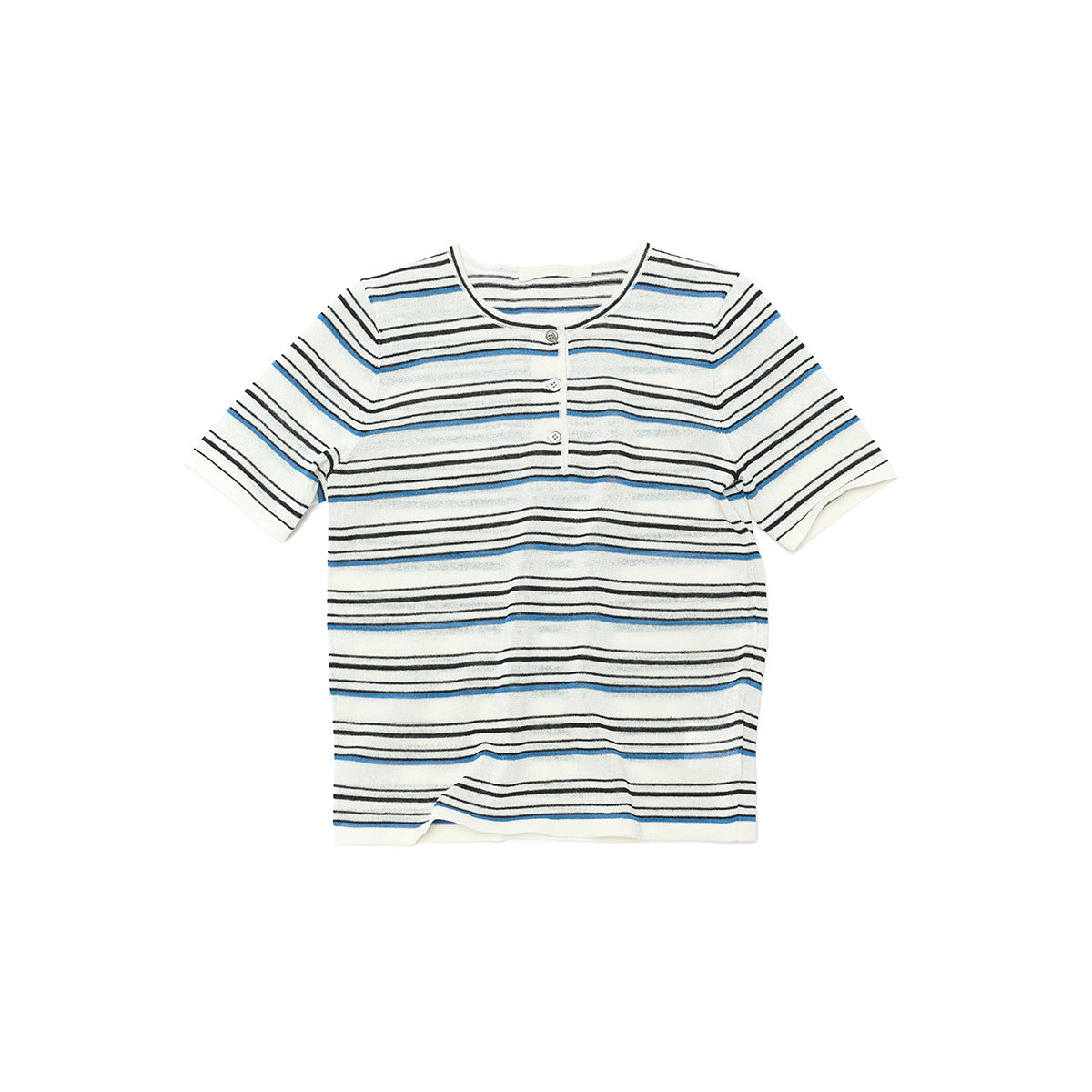 Color-Block Striped Knit Short-Sleeve Top