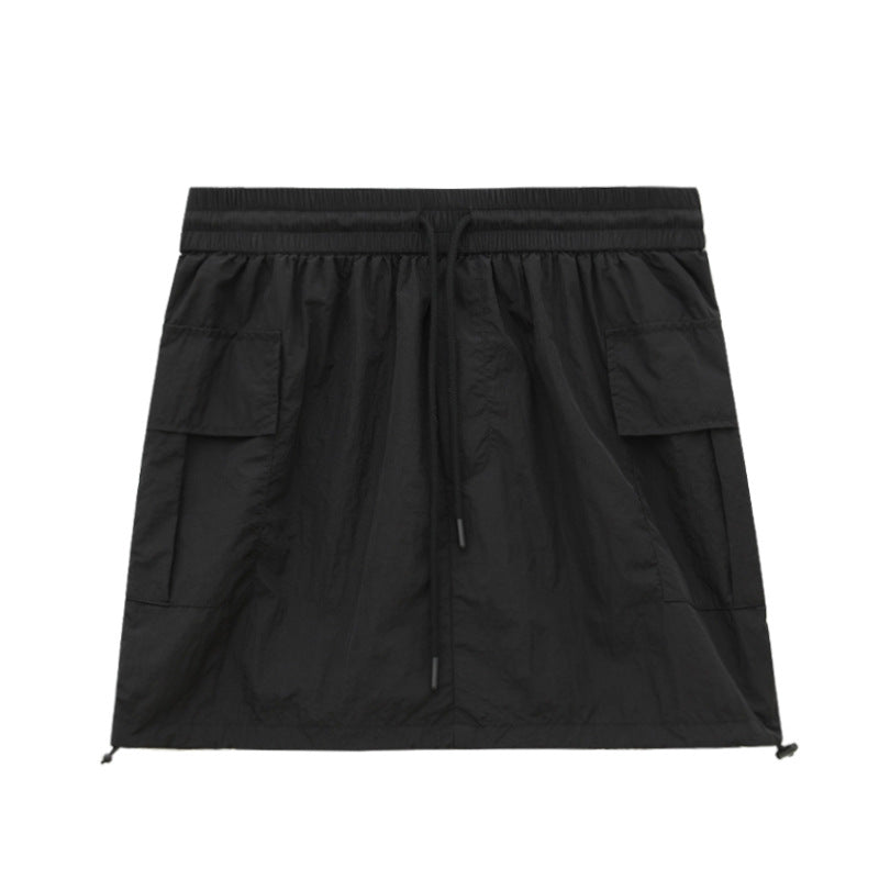 Drawstring Nylon Short Skirt