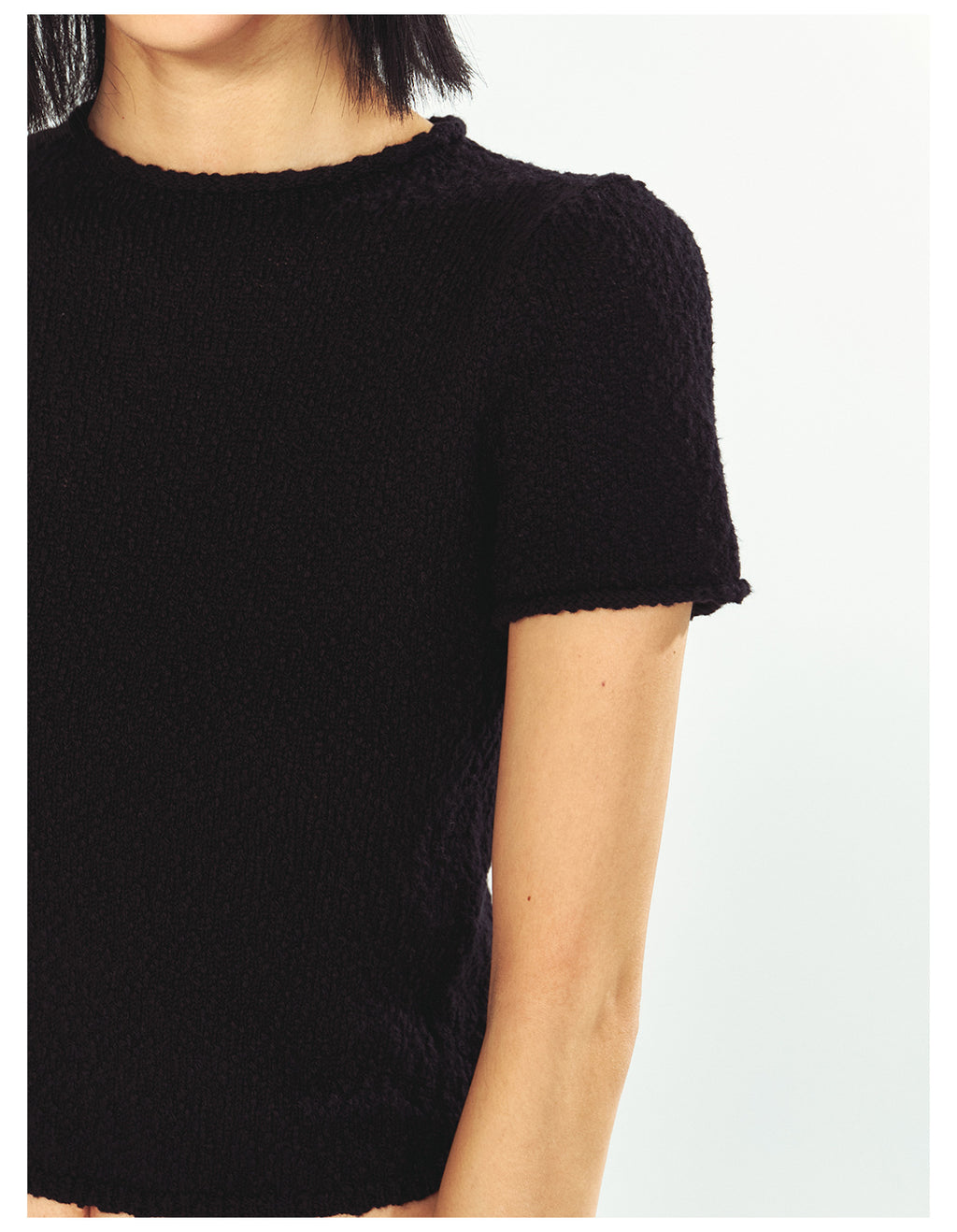 Textured Cotton Half-turtleneck Short-sleeve Knit t-Shirt
