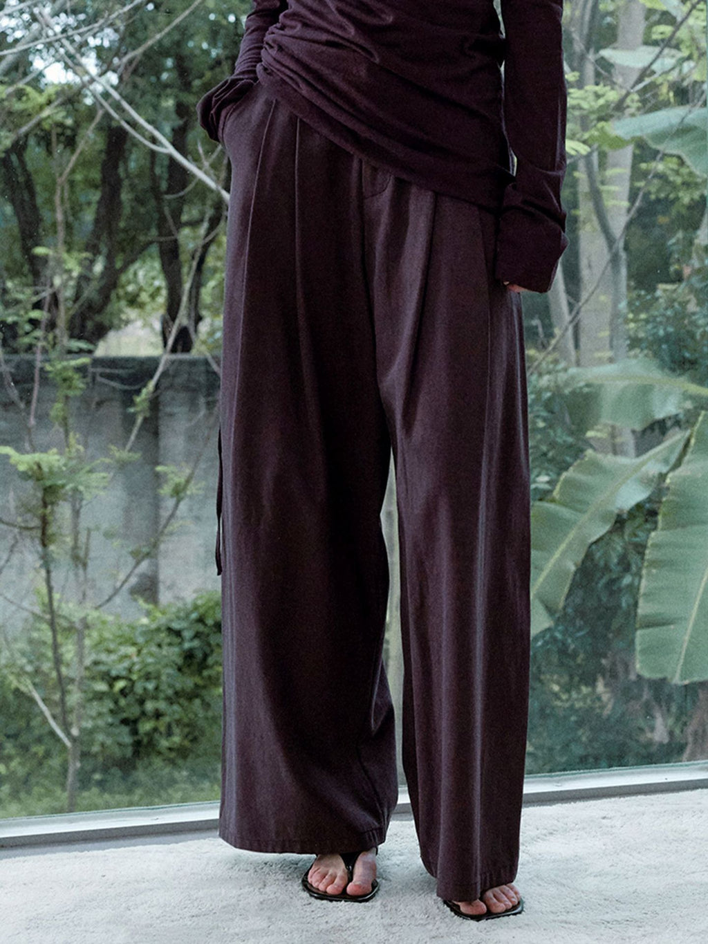 Pleated Drape Versatile Straight Leg Pants