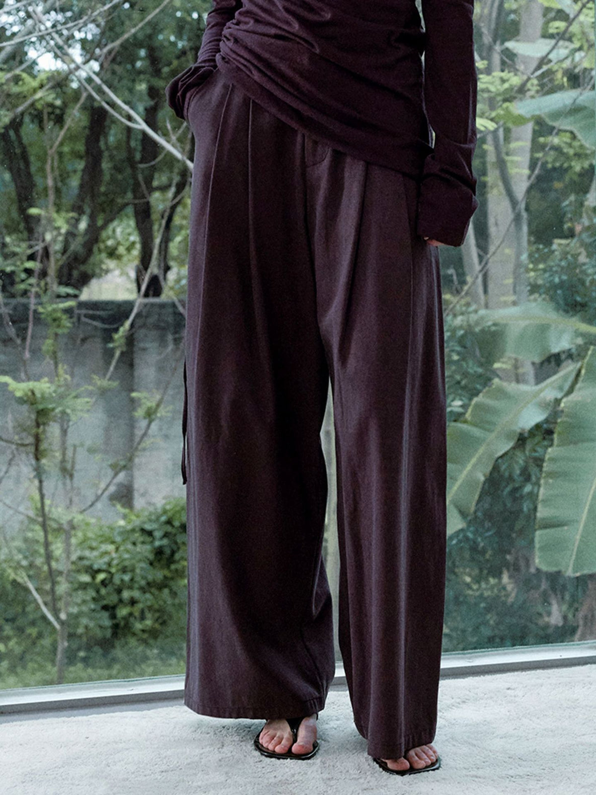 Pleated Drape Versatile Straight Leg Pants