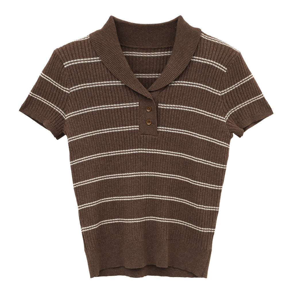 Striped V-Neck Polo Shirt