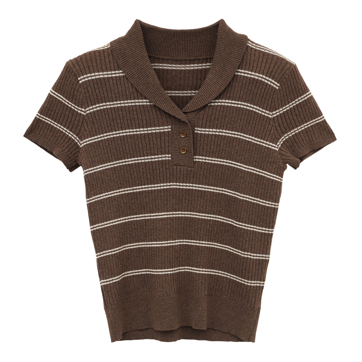 Striped V-Neck Polo Shirt