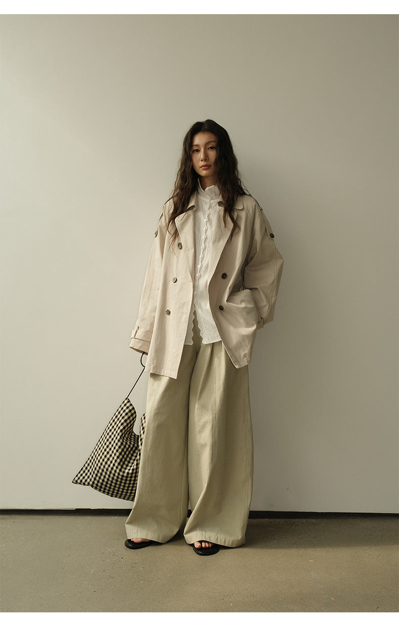 Double-Breasted Lapel Mid-Length Trench Coat